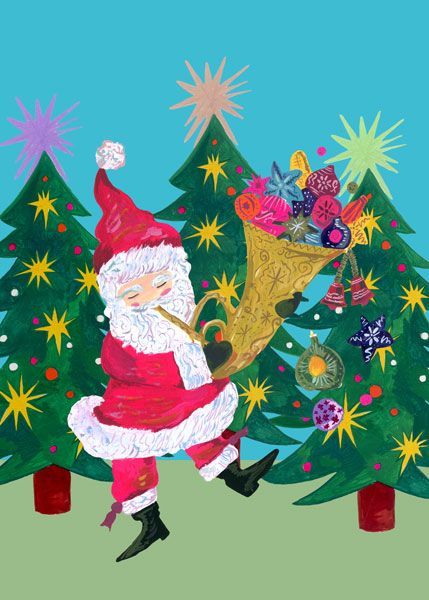 Card-Santa Bauble Trumpet