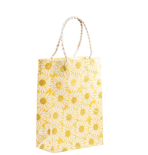 Gift Bag Medium-Daisy White On Gold
