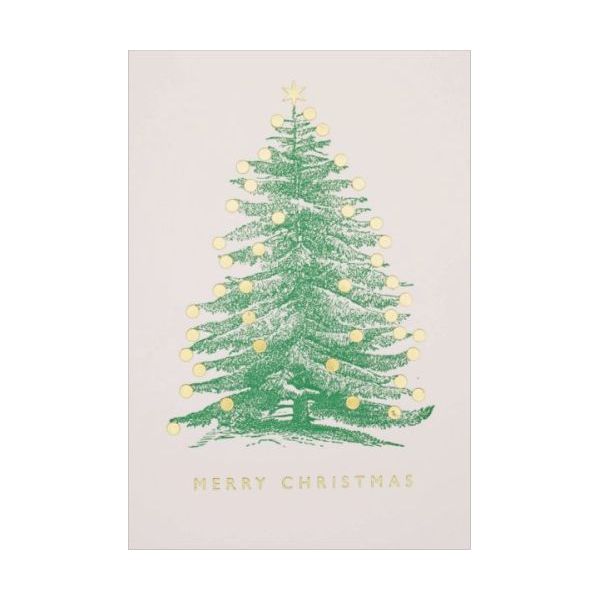 Foil Mini Card-Tree Gold Baubles