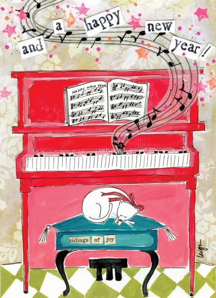 Card-Piano New Year