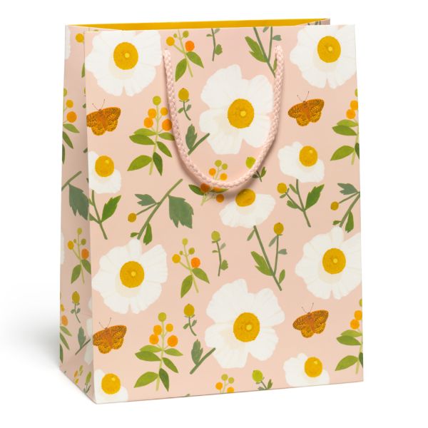 Gift Bag Large-White Poppies