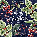 Boxed Card Park of 16 (2 designs)-Christmas Holly Floral