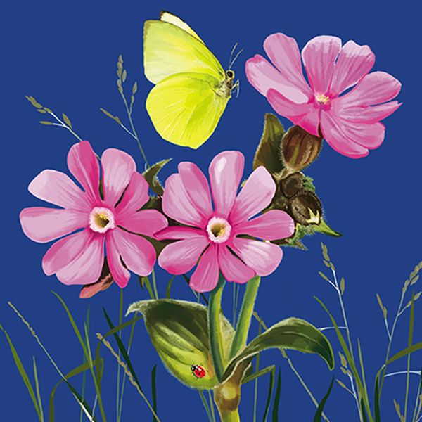 Embossed Card-Pink Flowers