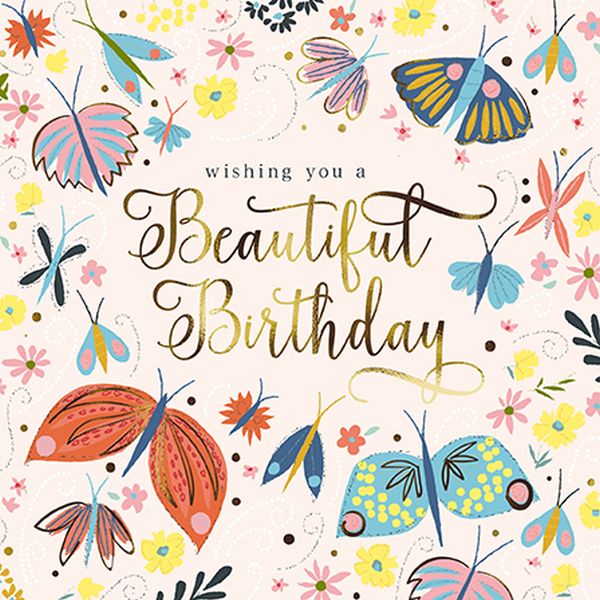 Embossed Card-Beautiful Birthday