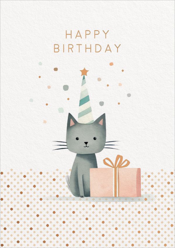 Foil Card-Happy Birthday Cat