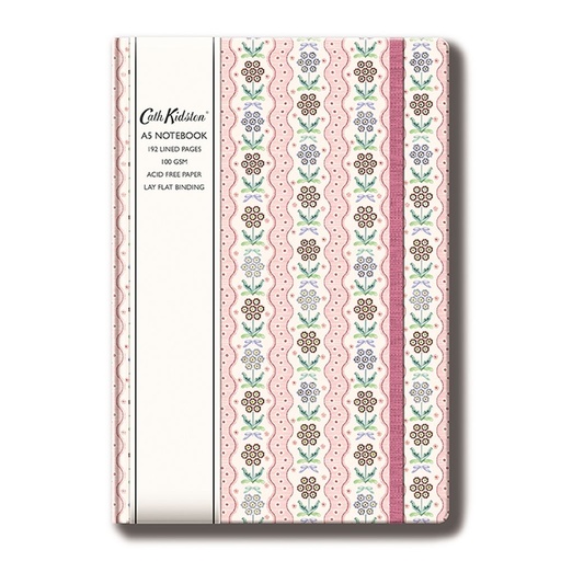 [CK-SN-1A-A5-0029-GB] Cath Kidston A5 Hard Cover Notebook-Rose Stripe