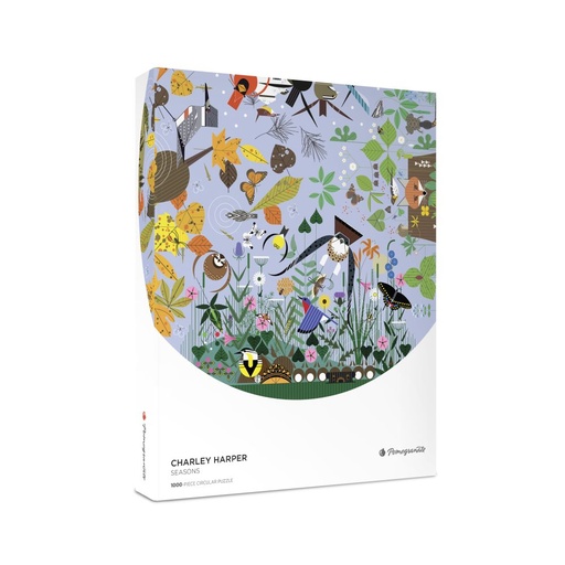 [PO-JP-2-CP0101] 1000-Piece Circular Jigsaw Puzzle-Charley Harper-Seasons 
