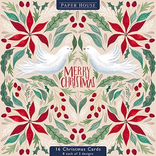 [GB-XCP-PSOP0054] Boxed Card Park of 16 (2 designs)-Christmas Dove