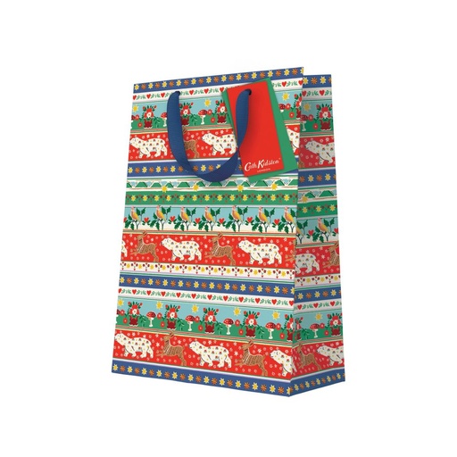 [CK-XWBL-13518] Cath Kidston Gift Bag Large-Festive Animal Stripe