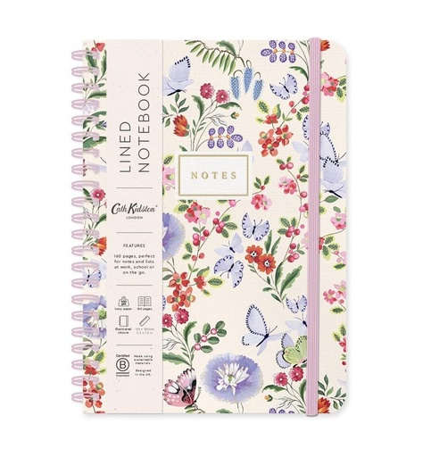 [CK-SN-2-B6-SP-14119] Cath Kidston B6 Spiral Bound Notebook-Cream Butterfly