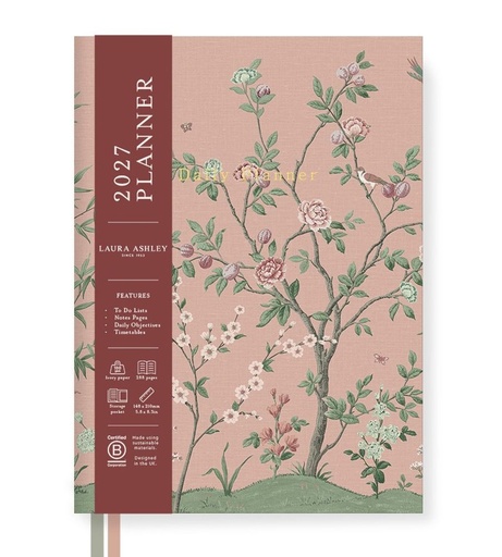 [LA-SN-7-PL-A5-13668] Laura Ashley A5 Fabric Daily Planner-Eglantine Mural