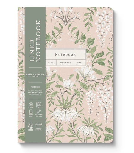 [LA-SN-3-A5-14376] Laura Ashley A5 Textured Soft Cover Notebook-Parterre