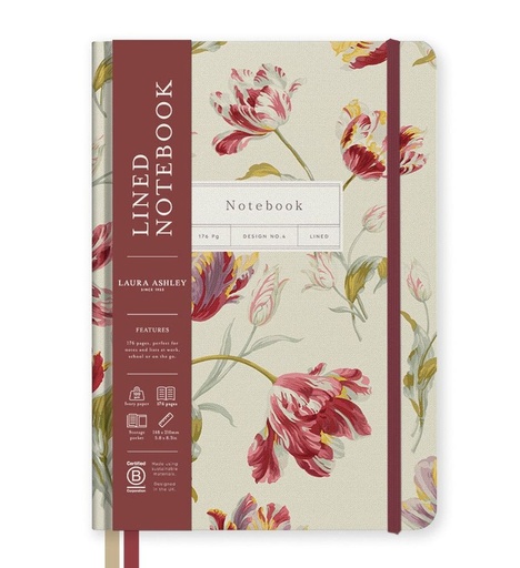 [LA-SN-1-A5-13664] Laura Ashley A5 Premium Hard Cover Notebook-Gosford Cranberry