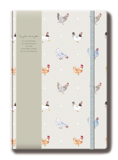 [GB-SN-SA-1-A5-0001-LD] Sophie Allport A5 Hard Cover Notebook-Chickens