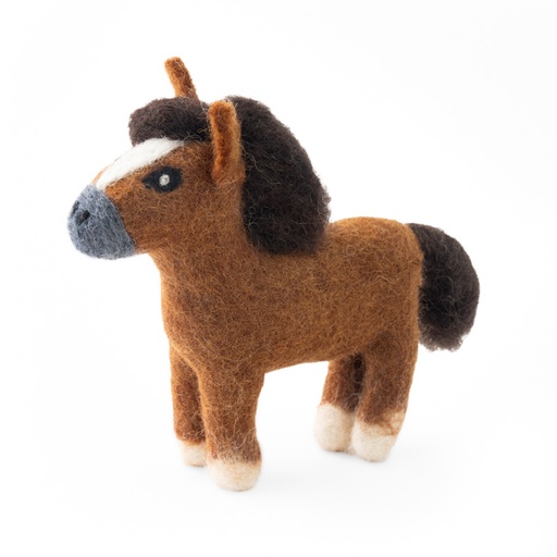[GI-EC-AF005] Handmade Felt Dark Brown Horse