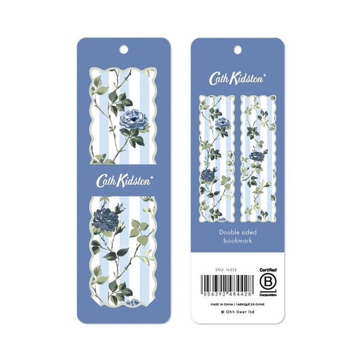 [CK-SB-14232] Cath Kidston Bookmark-Blue Stripe Floral 