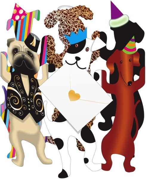 [SD-DG116] 3D Card-Party Dogs