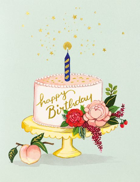 [JJ-C-008] Foil Card-Peach Cake Birthday