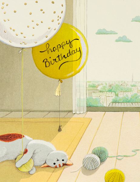 [JJ-C-057] Foil Card-Cat and Yarns Birthday