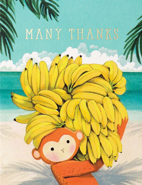[JJ-C-069] Foil Card-Monkey Many Thanks