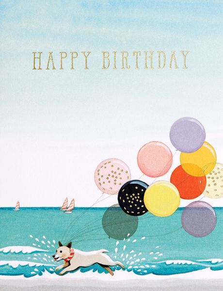 [JJ-C-076] Foil Card-Splashing Dog Birthday