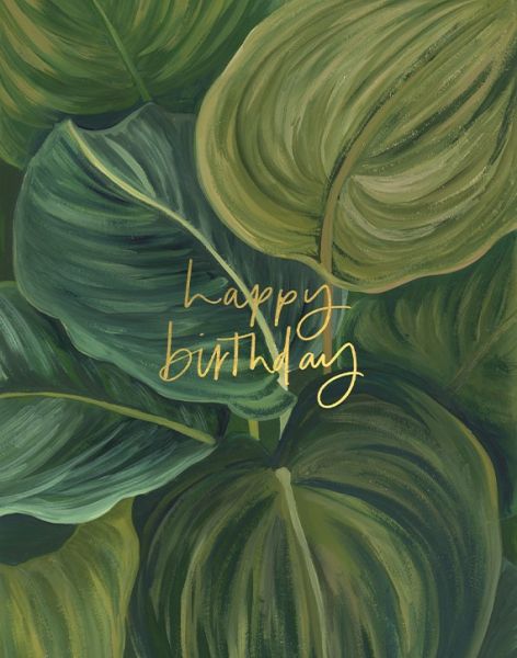 [OC-C-200725] Foil Card-Green Leaves Birthday