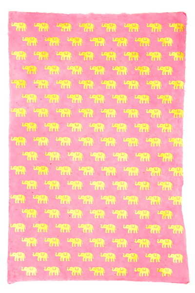 [GI-GSP235-11] Wrap-Elephant Gold On Pale Pink