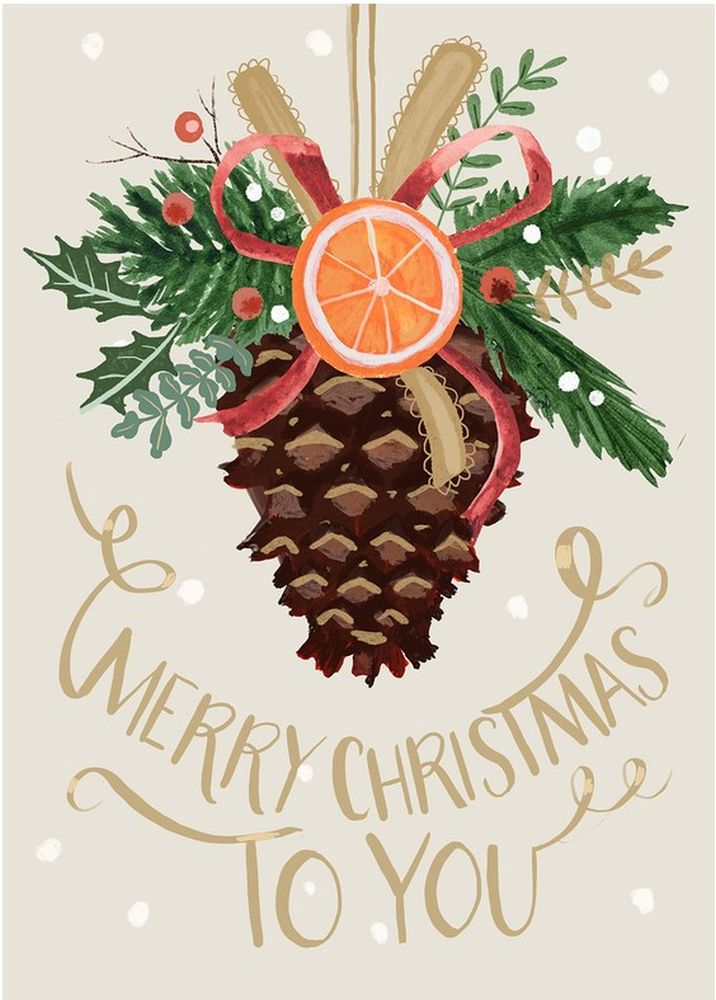 [NL-XC-C037] Card-Merry Christmas Pinecone 