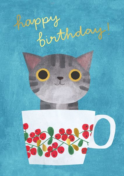 [OD-C-ARZ7297] Foil Card-Teacup Kitten
