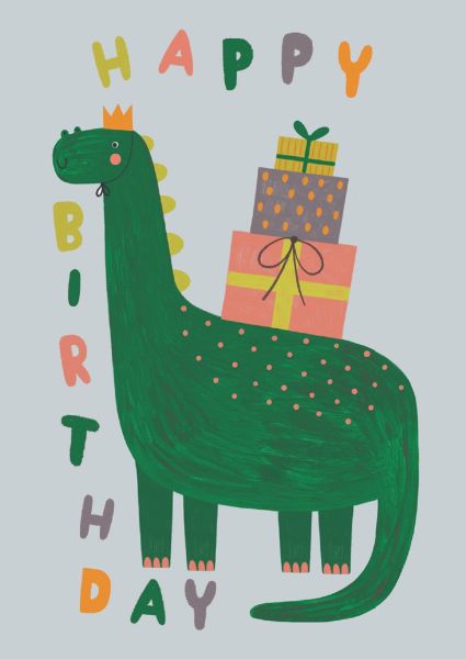 [OD-C-DSI7298] Foil Card-Happy Birthday Cute Dinosaur