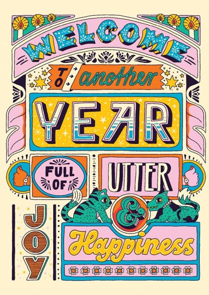 [OD-C-FDR6669] Card-Year Full Of Happiness