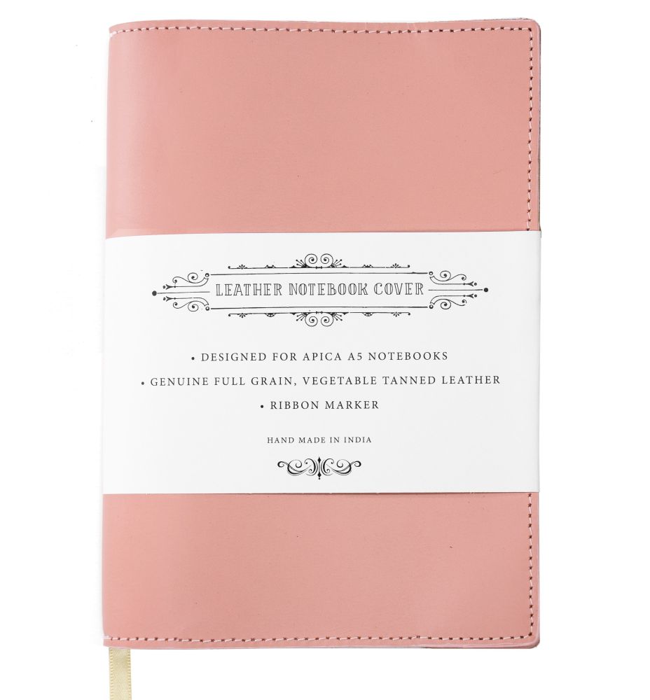 [AA-C3-CA-DP] A5 Notebook with Leather Jacket-Dusky Pink