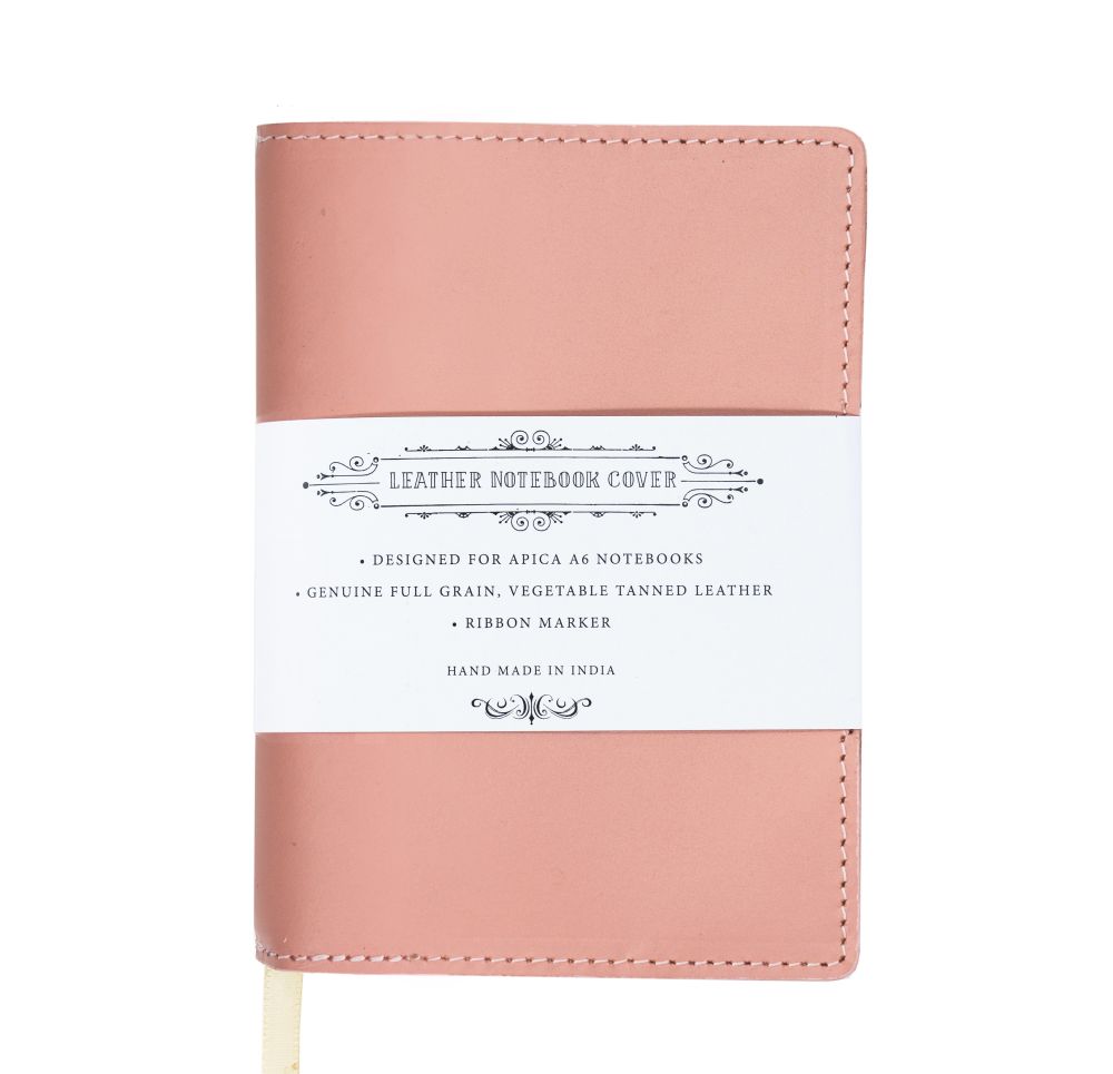 [AA-C5-CA-DP] A6 Notebook with Leather Jacket-Dusky Pink