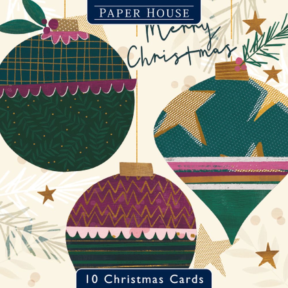 [GB-XCP-WAP0015] Boxed Card Pack of 10 (2 designs)-Bauble Trio and Big Bauble