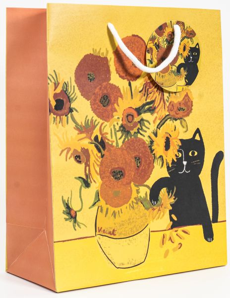 [NG-WBL-C002] Gift Bag Large-Van Gogh Sunflower Cat