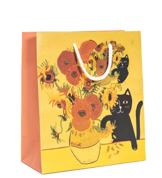 [NG-WBM-C002] Gift Bag Medium-Van Gogh Sunflower Cat