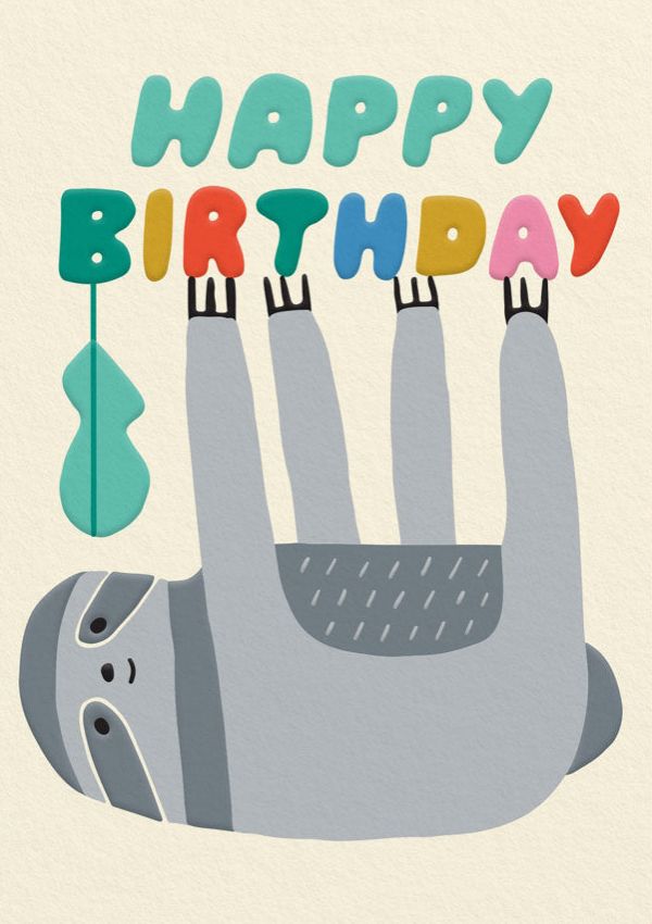[OD-C-SU10453] Card-Happy Birthday Sloth