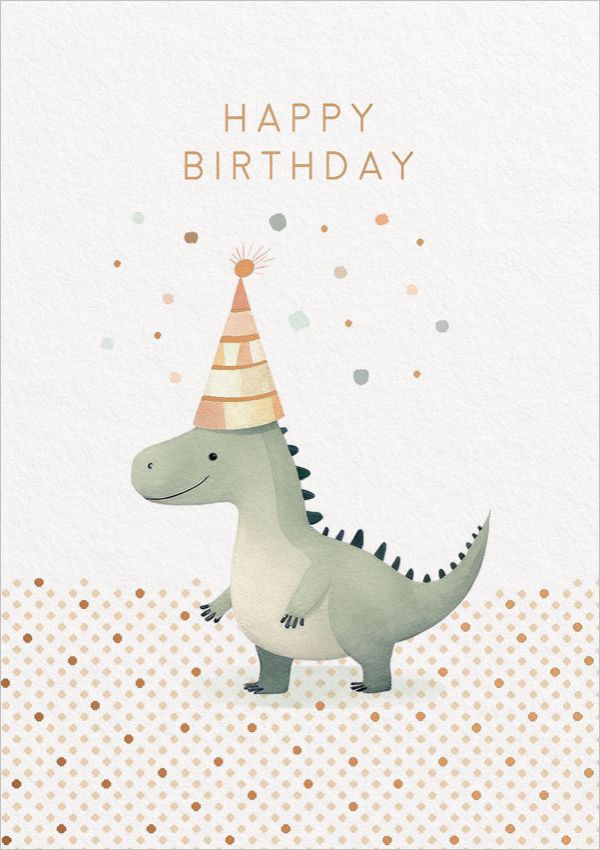[OD-C-OD11247] Foil Card-Happy Birthday Dinosaur