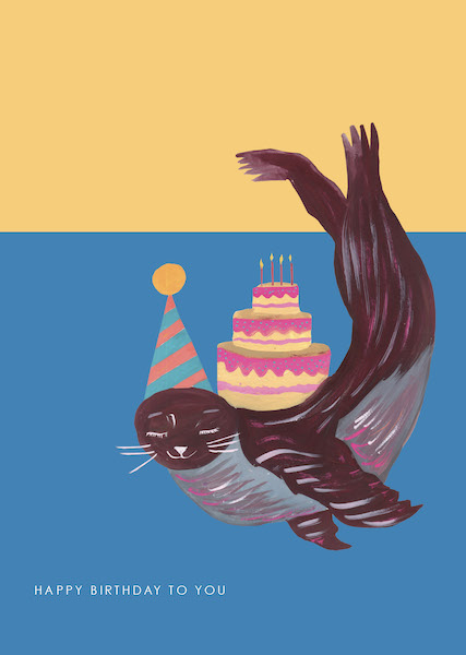 [HC-C-405] Card-Sea Lion and Cake