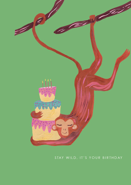 [HC-C-407] Card-Monkey and Cake