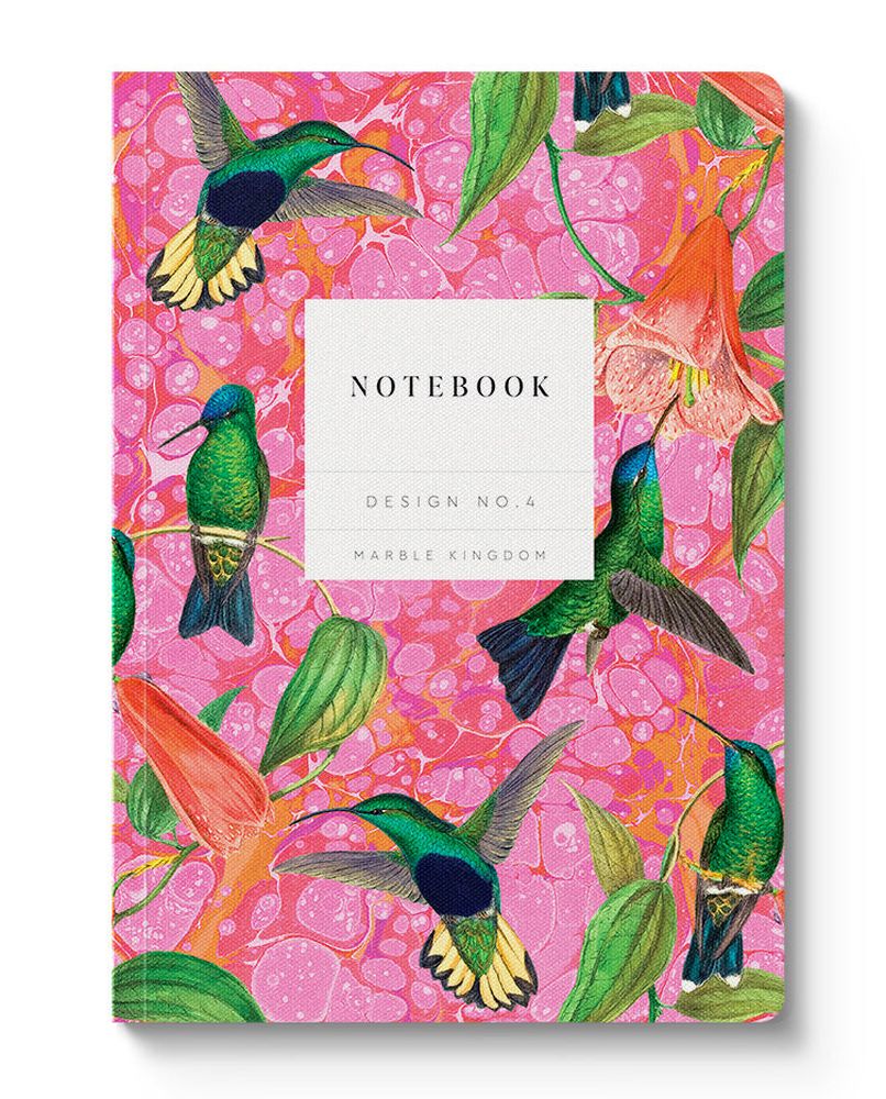 [OD-SN-KA-3-A5-512223] Kaleido A5 Textured Soft Cover Notebook-Marble Hummingbirds  