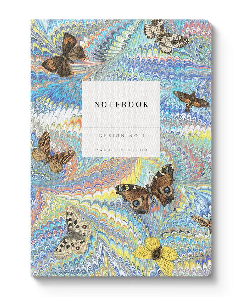 [OD-SN-KA-3-A5-512224] Kaleido A5 Textured Soft Cover Notebook-Marble Butterfly Blue  