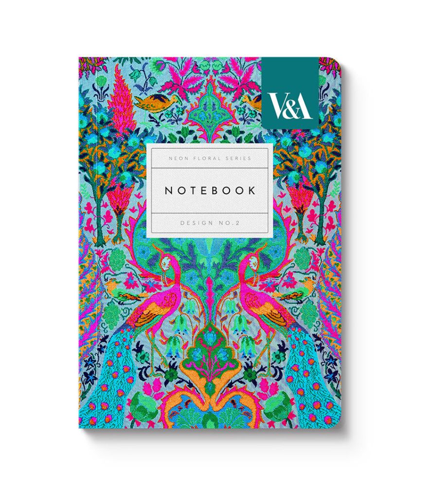 [OD-SN-VA-5-A6-612546] V&A A6 Textured Soft Cover Notebook-Neon Floral Peacock  