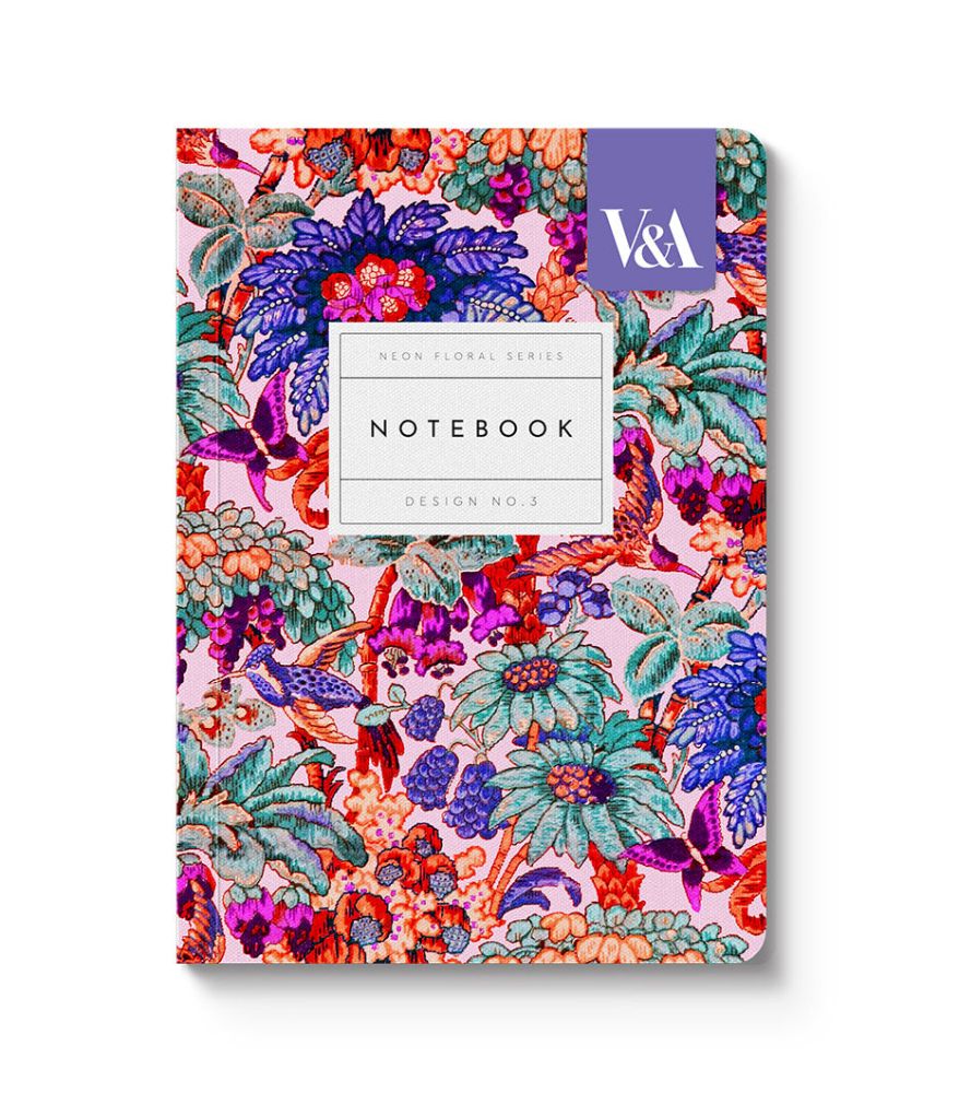 [OD-SN-VA-5-A6-612547] V&A A6 Textured Soft Cover Notebook-Neon Floral Coral Jungle  