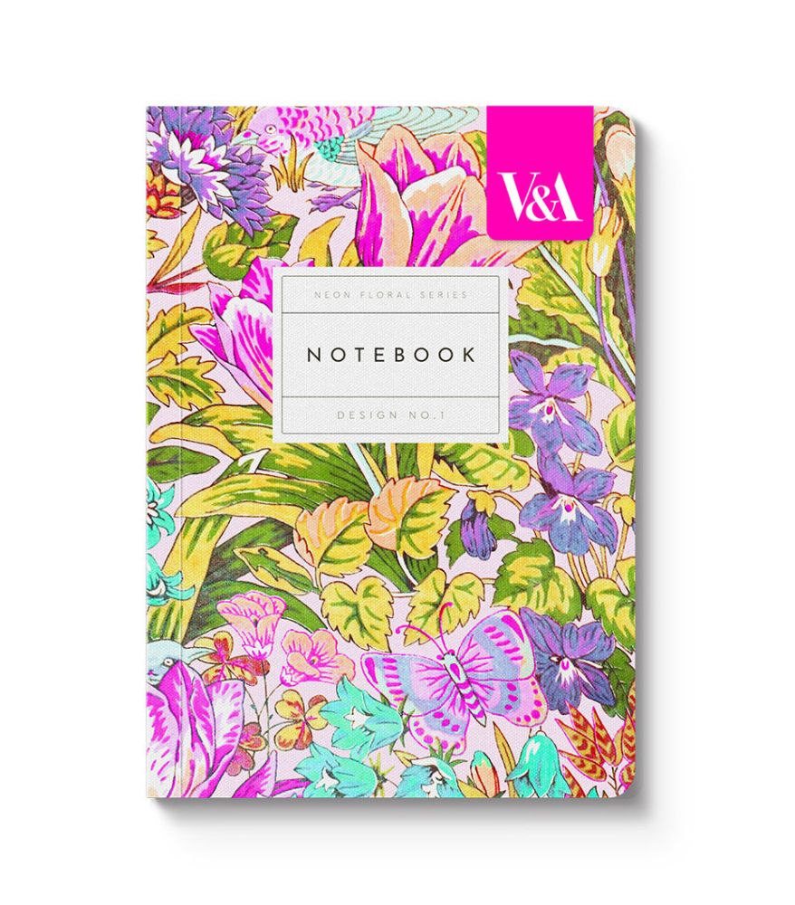 [OD-SN-VA-5-A6-612549] V&A A6 Textured Soft Cover Notebook-Neon Floral Mawson Tulip  