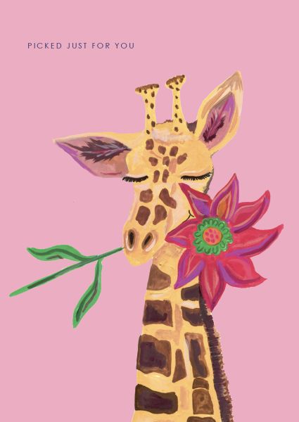 [HC-C-449] Card-Giraffe Flower