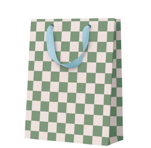 [OD-WBM-OD12129] Gift Bag Medium-Khaki Checkerboard