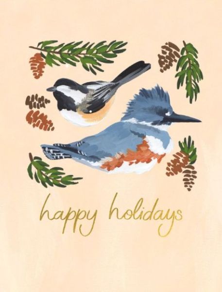 [OC-XC-416236] Foil Card-Happy Holidays Birds