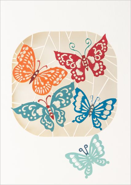 [FO-C-PP009] Laser Cut Card-Five Butterflies