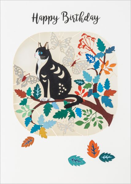 [FO-C-PP023] Laser Cut Card-Birthday Cat